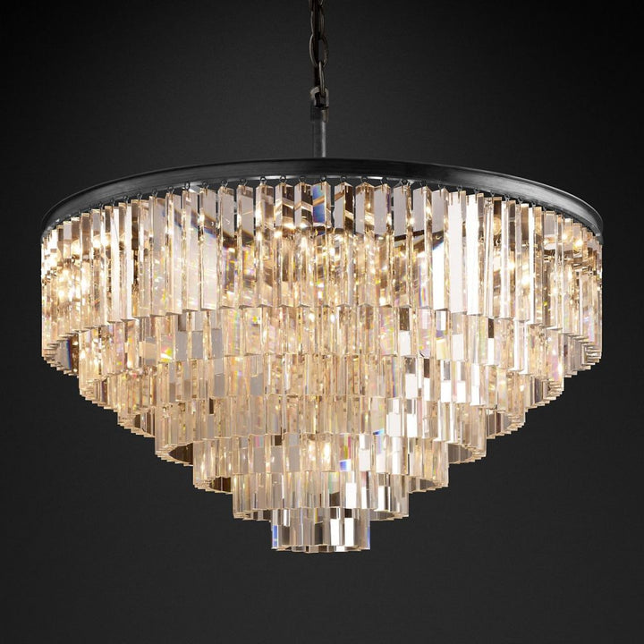 Ryan Tiered Round Triangular Crystal Chandelier 44"D