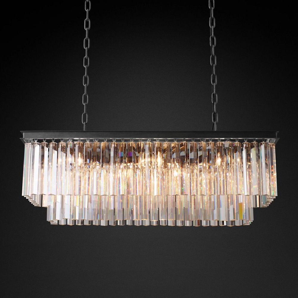 Ryan Tiered Triangular Crystal Chandelier 40" W