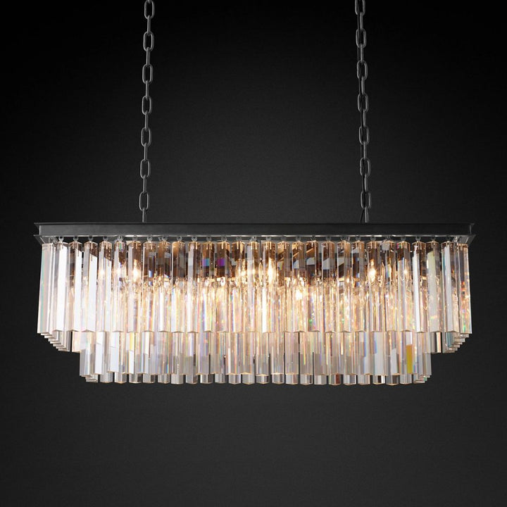 Ryan Tiered Triangular Crystal Chandelier 40" W