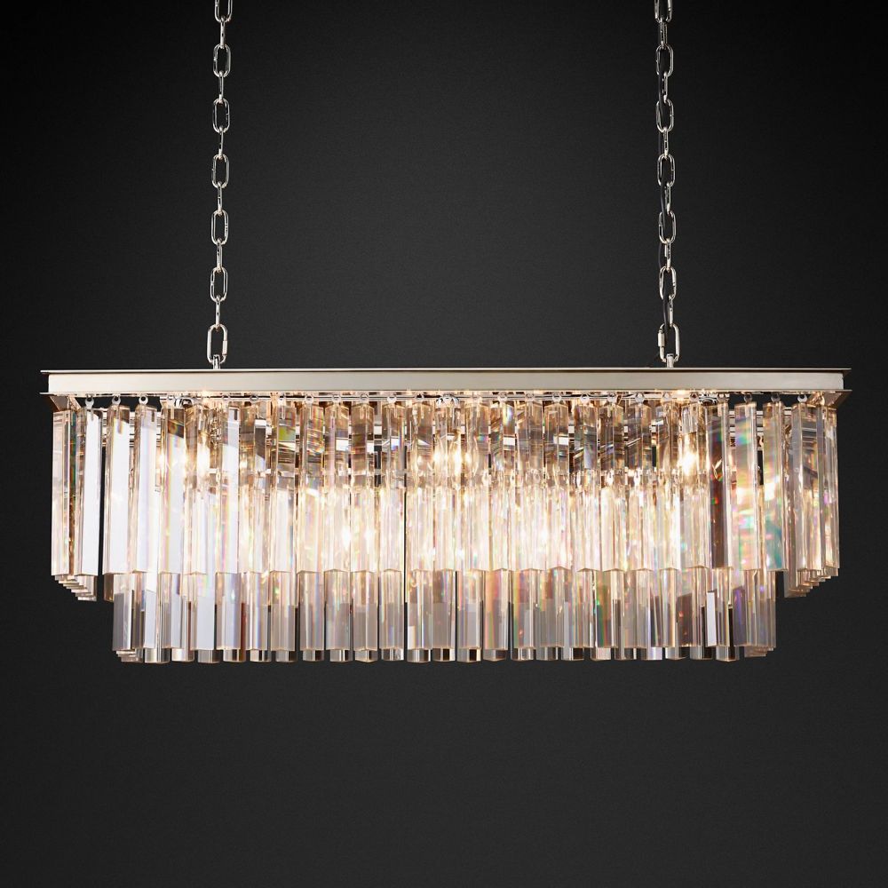 Ryan Tiered Triangular Crystal Chandelier 40" W