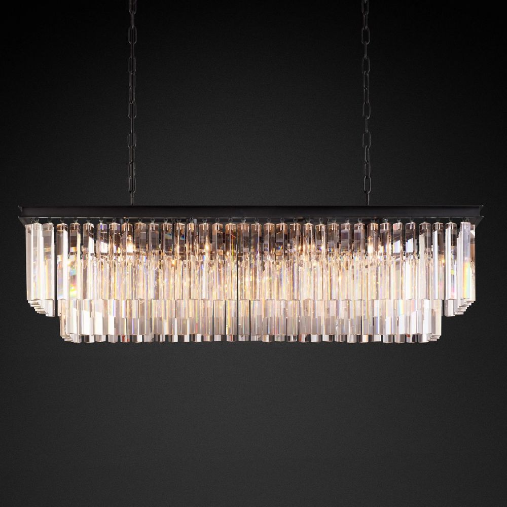 Ryan Tiered Triangular Crystal Chandelier 49"W