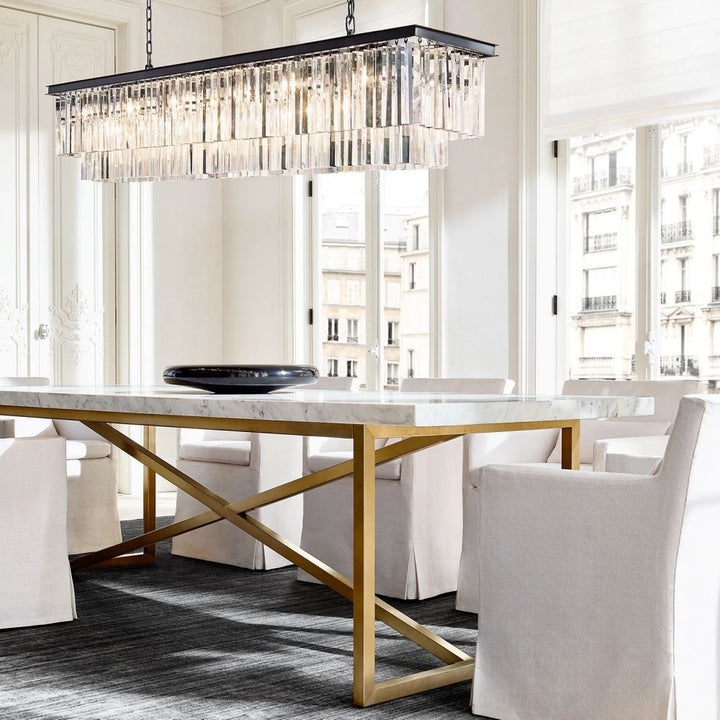 Ryan Tiered Triangular Crystal Chandelier 72"W