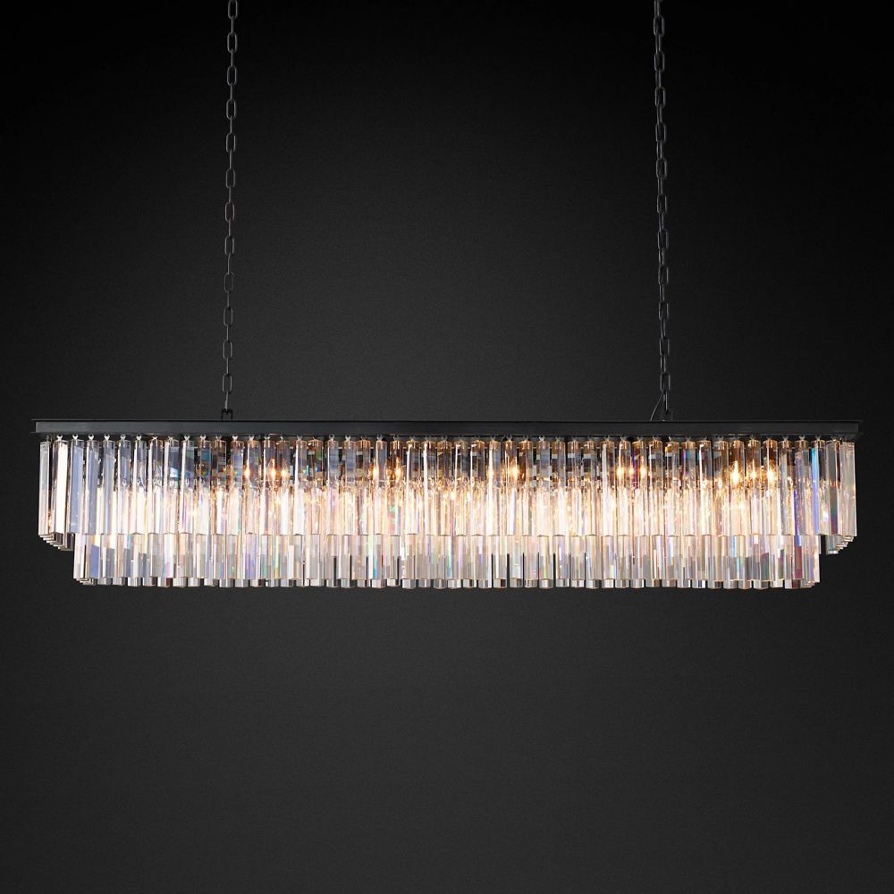 Ryan Tiered Triangular Crystal Chandelier 72"W