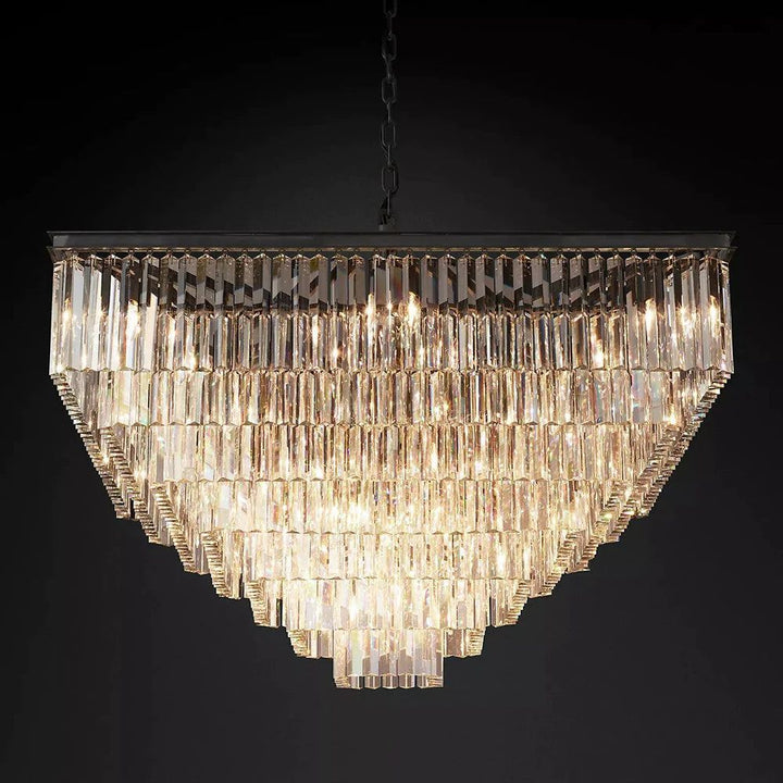 Ryan Triangular Crystal Tiered Square Chandelier 47"