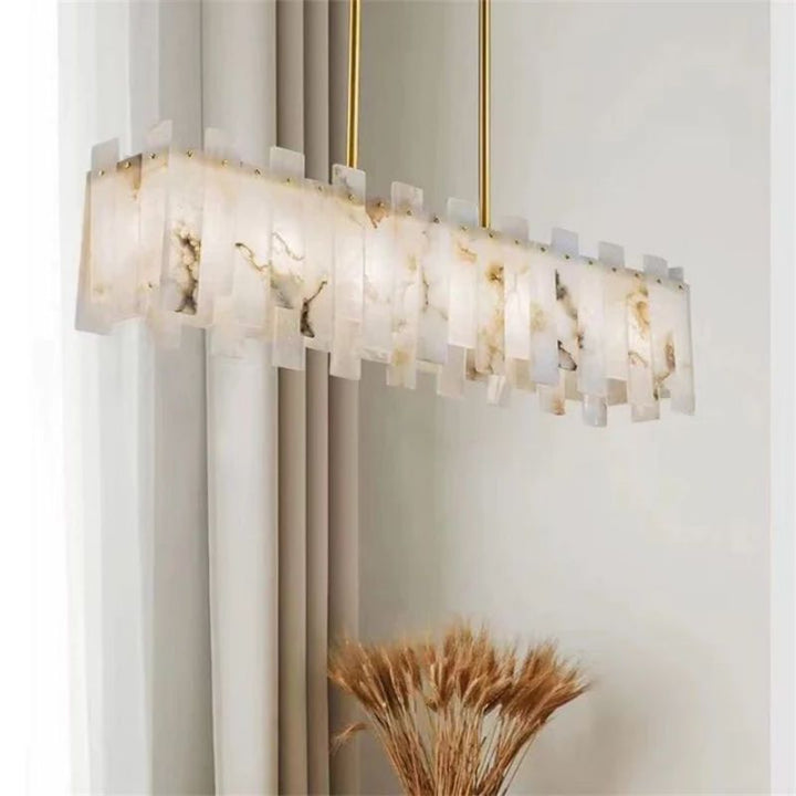 Venu Alabaster Linear Chandelier 39"