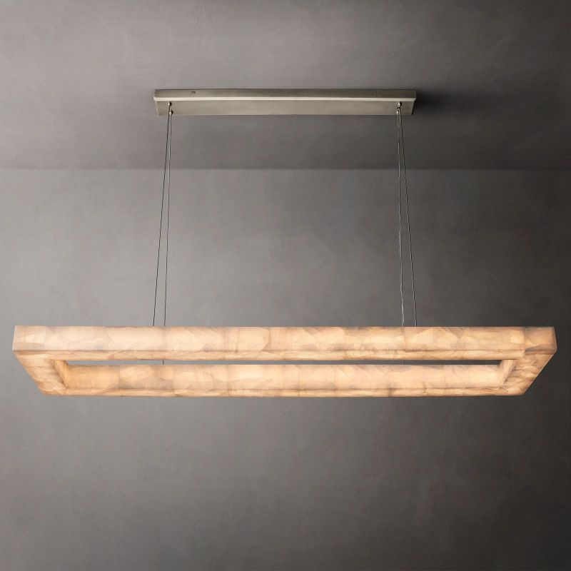 Alabaster Riven Rectangular Chandelier 72"