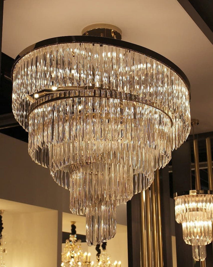 Roundel Odeon Fringe Crystal Chandelier