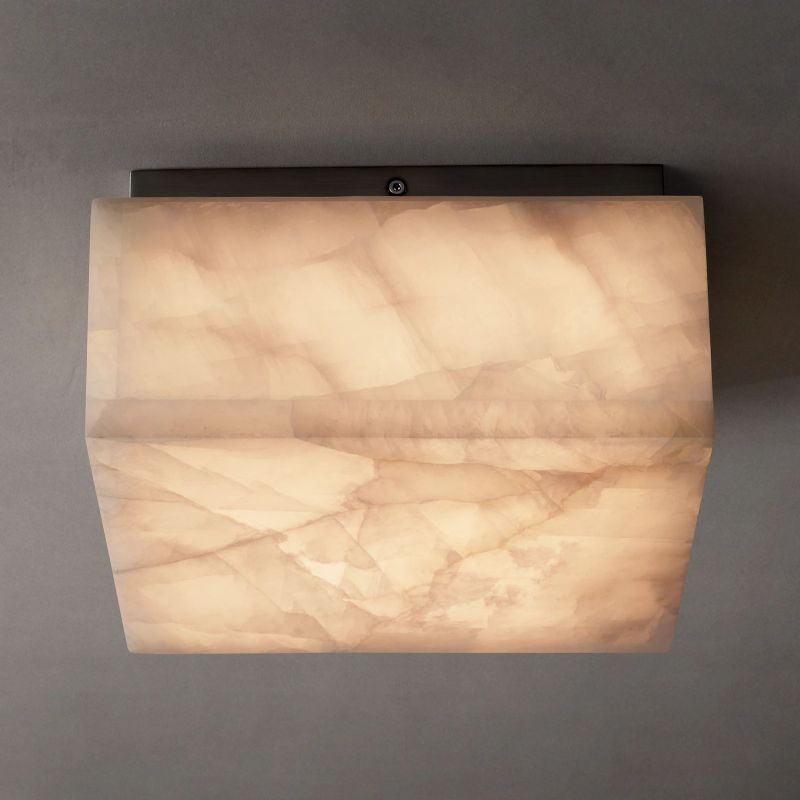 Alabaster Riven Square Flushmount 10"